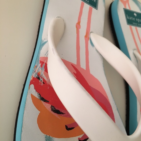 ❤️ SOLD Kate Spade Flamingo Flip Flops Sz 6 - Picture 6 of 15